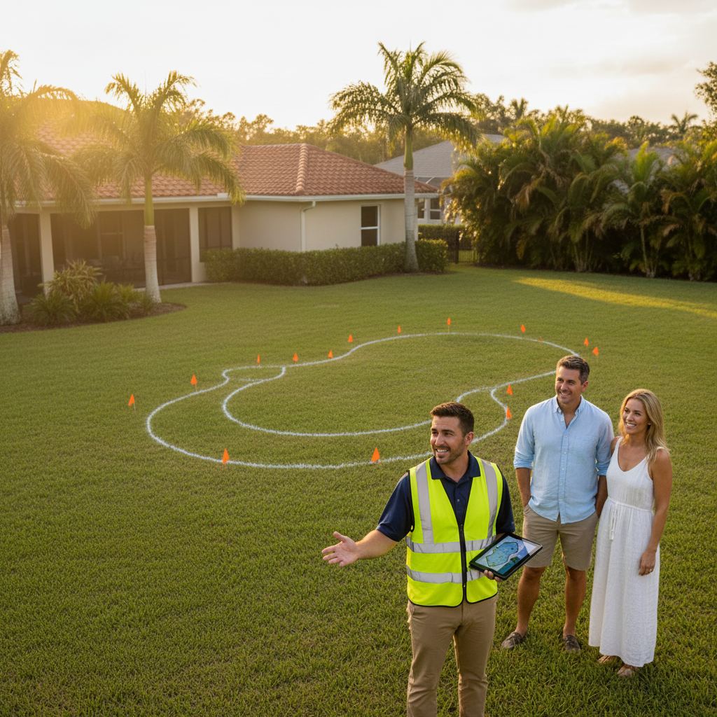 Swim Inc. supervisor and homeowner walking the job site before construction begins