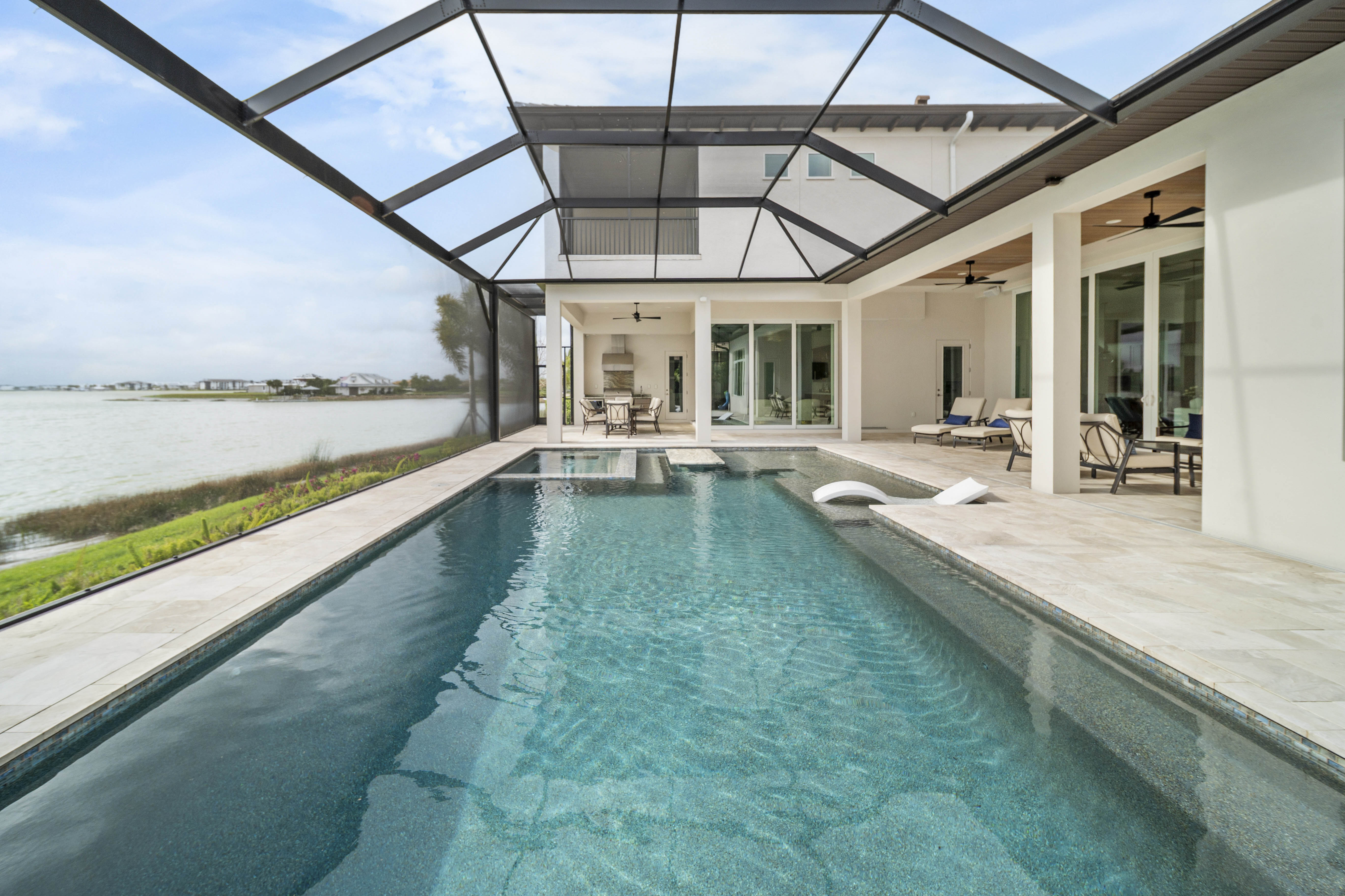 Completed Swim Inc. free-form custom pool in Casey Key, Sarasota - finished project after construction phase