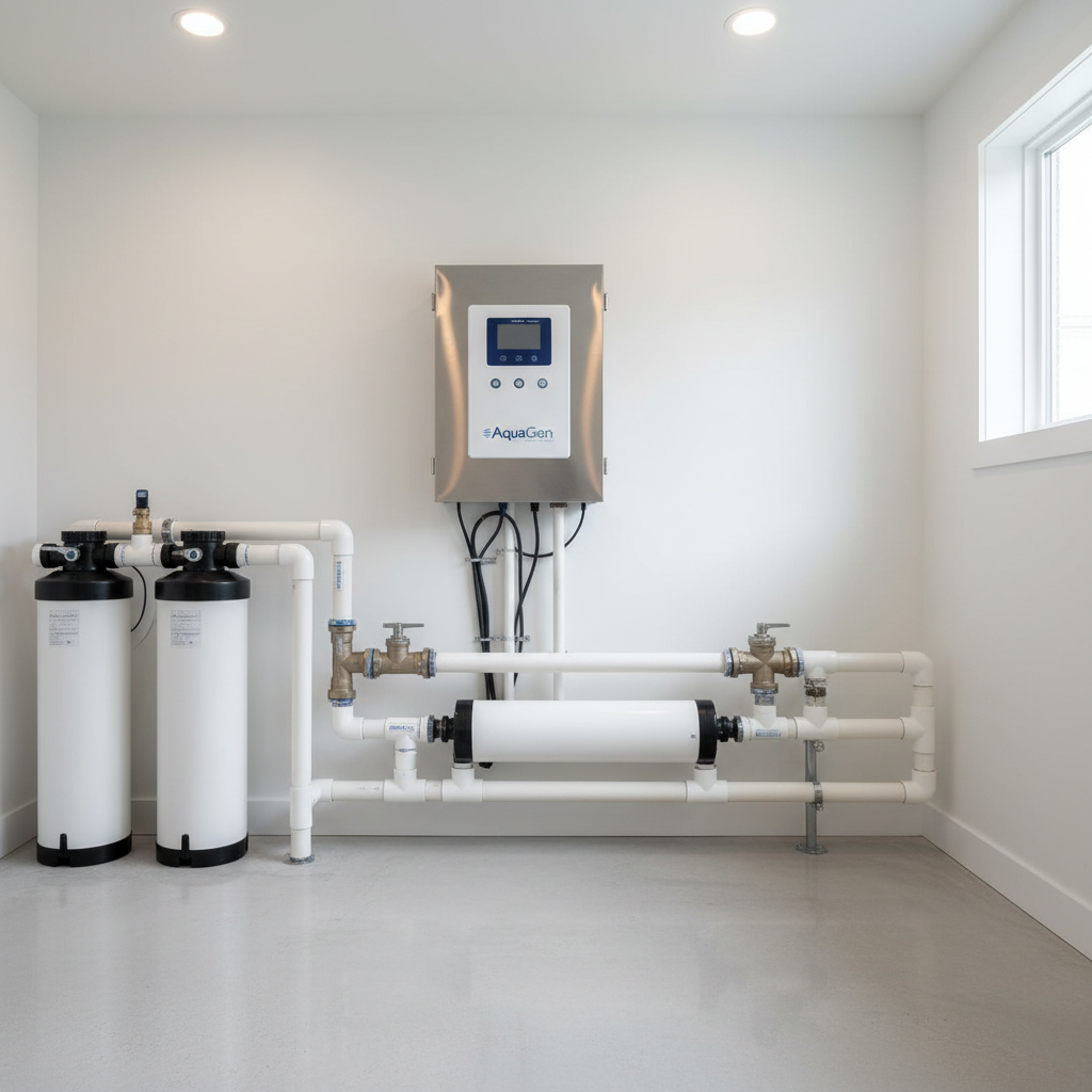 Salt chlorinator equipment panel, clean modern pool equipment installation